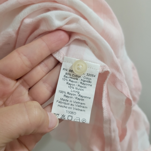 Anthropologie 11•1•tylho pink white plaid faux wrap dress M - Picture 6 of 6